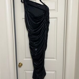 Fashion Nova Glossy Black One Shoulder Dress